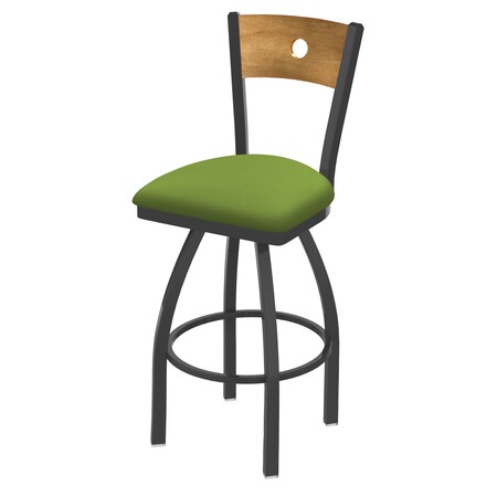 Holland Bar Stool Co 25" Swivel Counter Stool, Pewter Finish, Med Back, Canter Kiwi Green Seat 83025PWMedMplB009